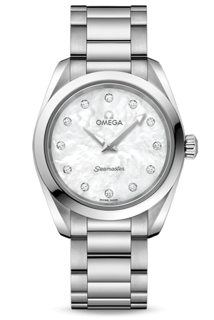 Omega Seamaster Aqua Terra Quartz Diamonds Mother of Pearl Dial Silver Steel Strap Watch for Women - 220.10.28.60.55.001 Buy Now By Omega