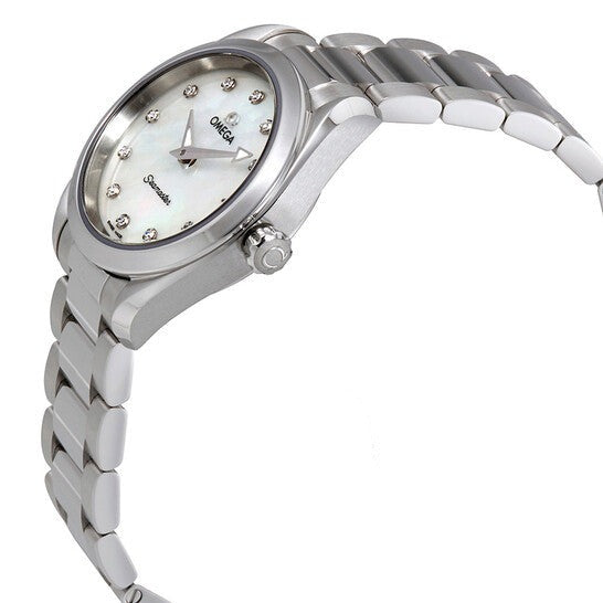 Omega Seamaster Aqua Terra Quartz Diamonds Mother of Pearl Dial Silver Steel Strap Watch for Women - 220.10.28.60.55.001 Buy Now By Omega