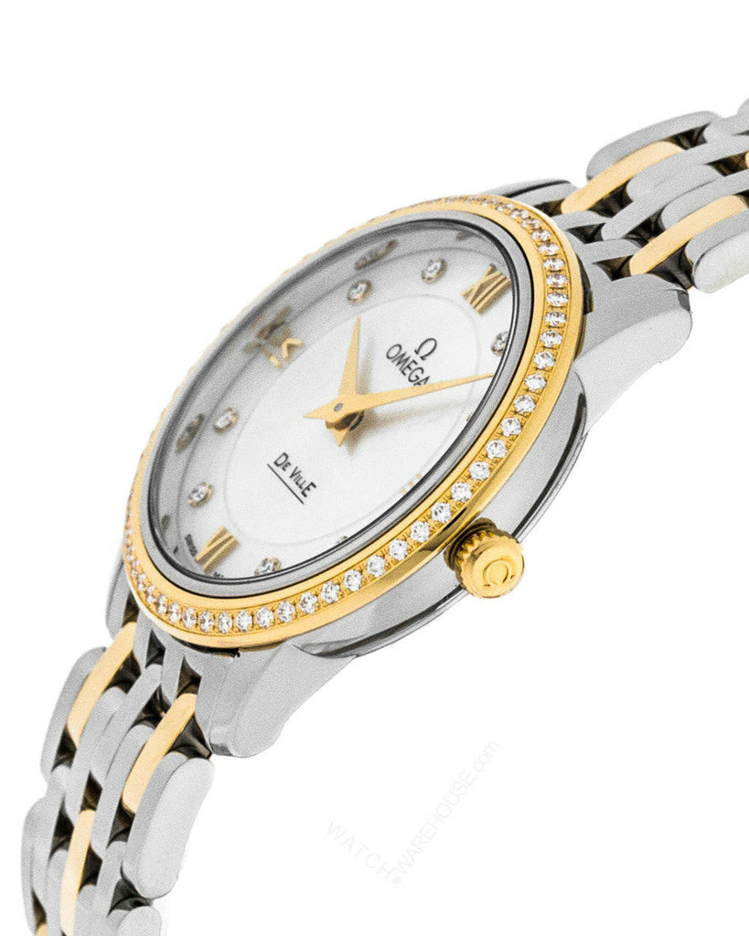 Omega De Ville Prestige Quartz Diamonds Mother of Pearl Dial Two Tone Steel Strap Watch for Women - 424.25.27.60.55.001 Buy Now By Omega