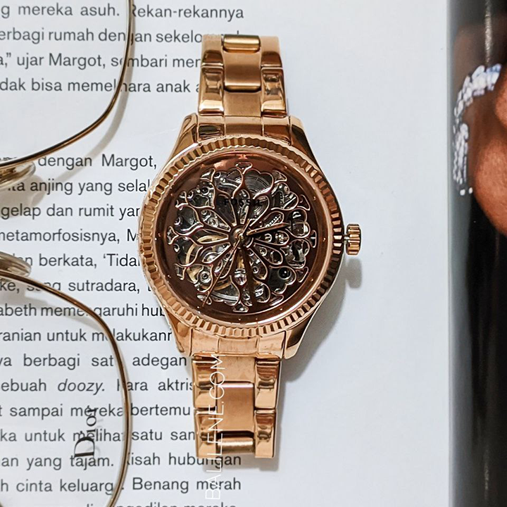 Fossil Rye Automatic Skeleton Rose Gold Dial Rose Gold Steel Strap Watch for Women - BQ3754 Buy Now By Fossil