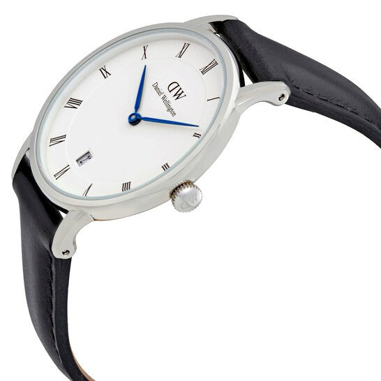 Daniel Wellington Dapper Sheffield White Dial Black Leather Strap Watch For Women - DW00100096 Buy Now By Daniel Wellington