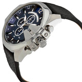 Diesel Mega Chief Chronograph Blue Dial Black Leather Strap Watch For Men - DZ4423 Buy Now By Diesel