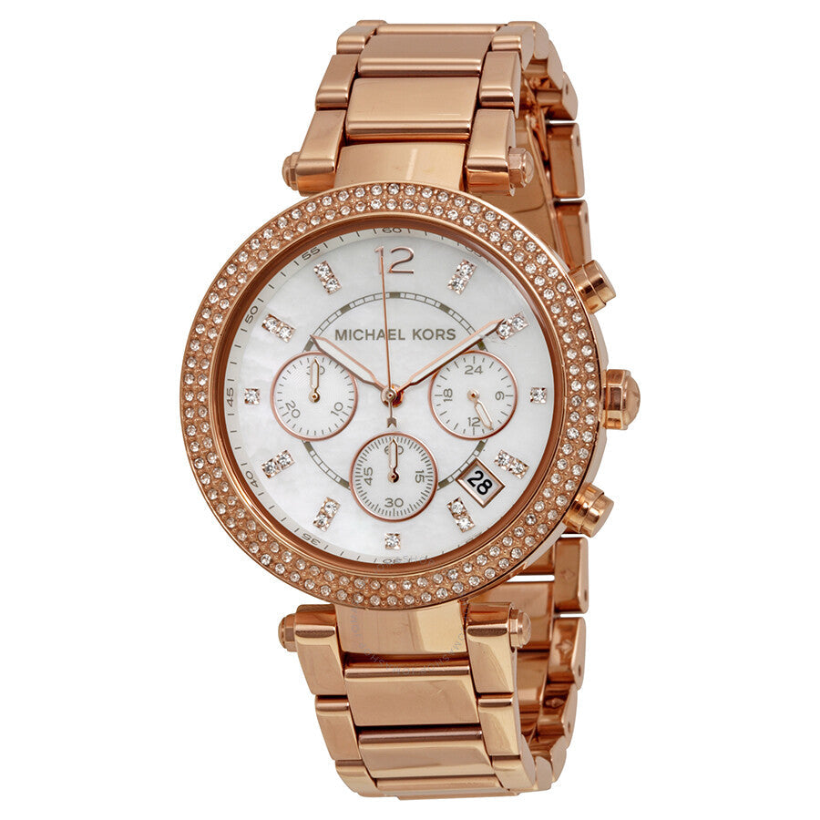 Michael Kors Parker White Dial with Diamonds Rose Gold Steel Strap Watch for Women - MK5491 Buy Now By Michael Kors