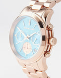 Michael Kors Runway Chronograph Turquoise Dial Rose Gold Steel Strap Watch For Women - MK6164 Buy Now By Michael Kors
