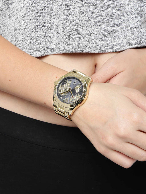 Michael Kors Layton Pave Blue Dial Gold Steel Strap Watch for Women - MK6243 Buy Now By Michael Kors