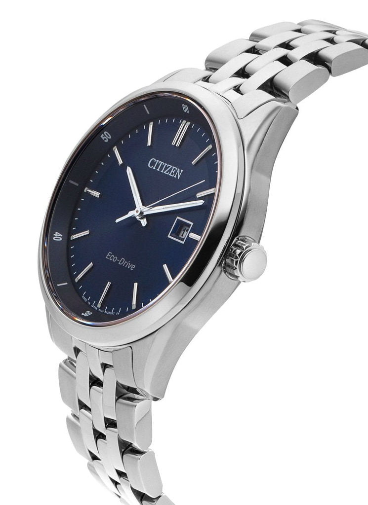 Citizen Eco Drive Blue Dial Silver Steel Strap Watch For Men - BM7250-56L Buy Now By Citizen