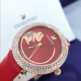 Swarovski Crystal Frost Red Dial Red Leather Strap Watch for Women - 5519226 Buy Now By Swarovski