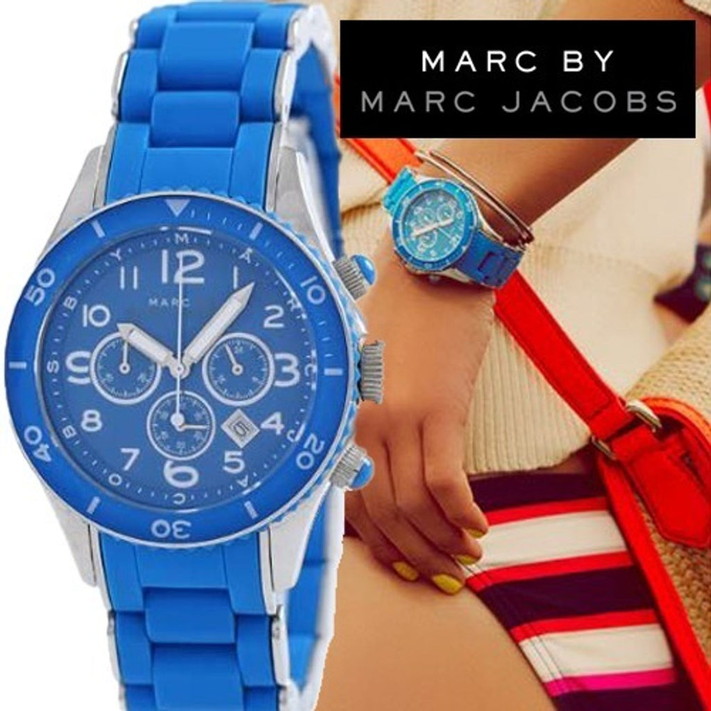 Marc Jacobs Rock Chronograph Blue Dial Blue Silicone Strap Watch for Women - MBM2575 Buy Now By Marc Jacobs