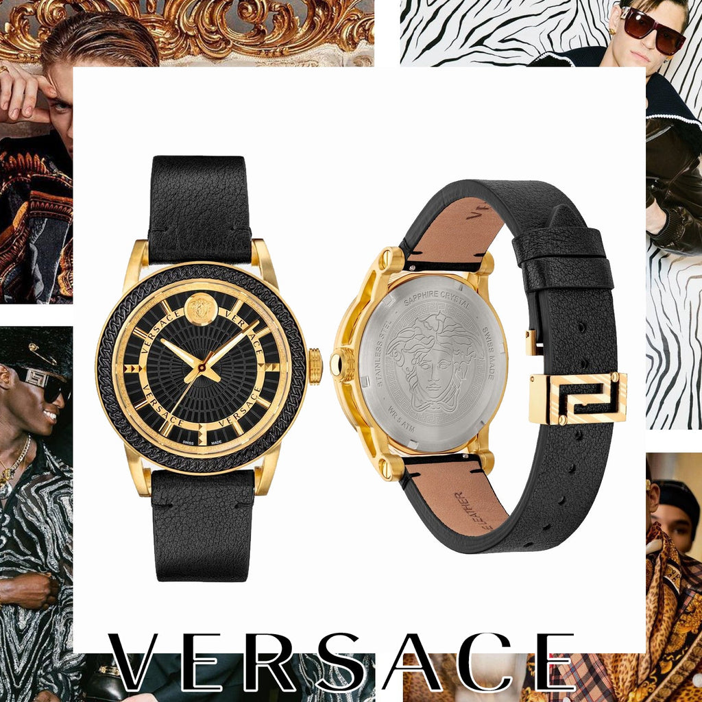 Versace Code Quartz Black Dial Black Leather Strap Watch For Men - VEPO00320 Buy Now By Versace