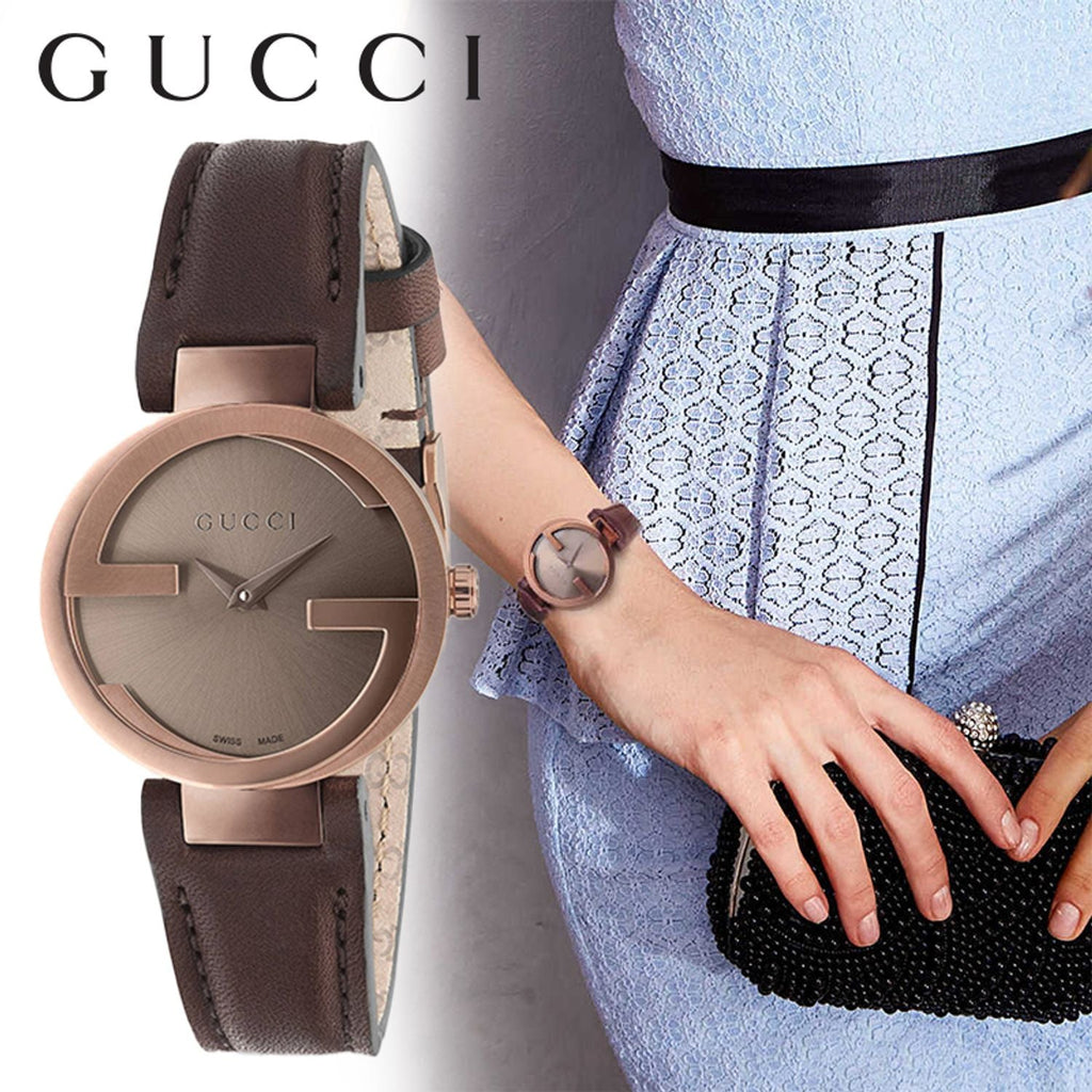 Gucci G Interlocking Brown Dial Brown Leather Strap Watch For Women - YA133504 Buy Now By Gucci