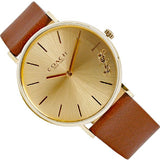 Coach Perry Analog Gold Dial Brown Leather Strap Watch for Women - 14503331-C Buy Now By Coach