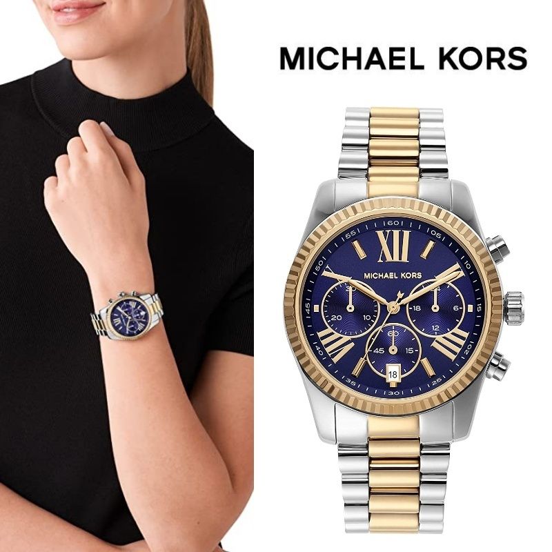 Michael Kors Lexington Chronograph Blue Dial Two Tone Steel Strap Watch For Women - MK7218 Buy Now By Michael Kors