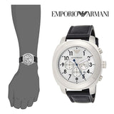 Emporio Armani Sportivo Chronograph Silver Dial Black Leather Strap Watch For Men - AR6054 Buy Now By Emporio Armani