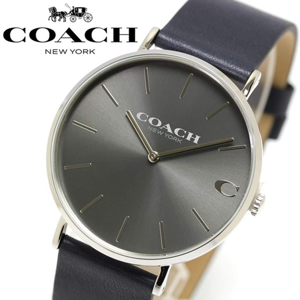 Coach Charles Grey Dial Black Leather Strap Watch for Men - 14602150 Buy Now By Coach