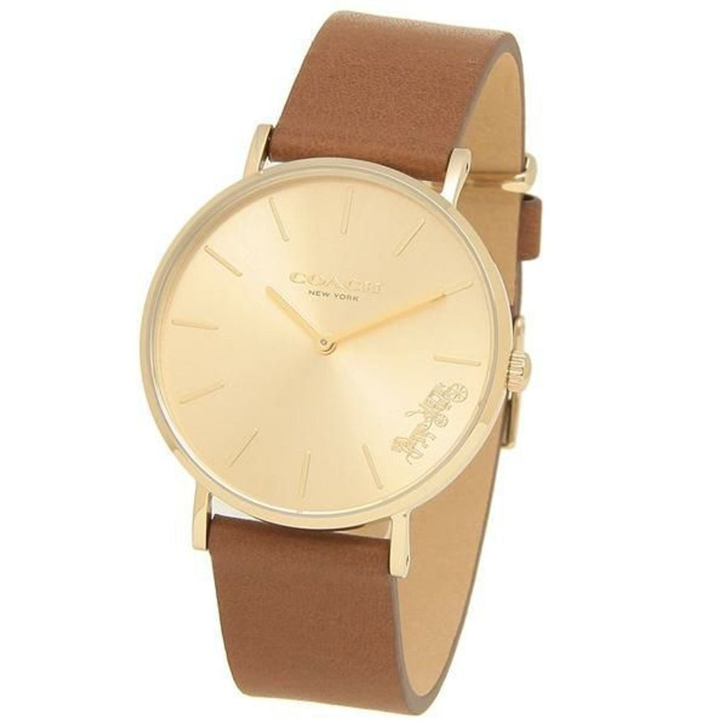 Coach Perry Analog Gold Dial Brown Leather Strap Watch for Women - 14503331-C Buy Now By Coach
