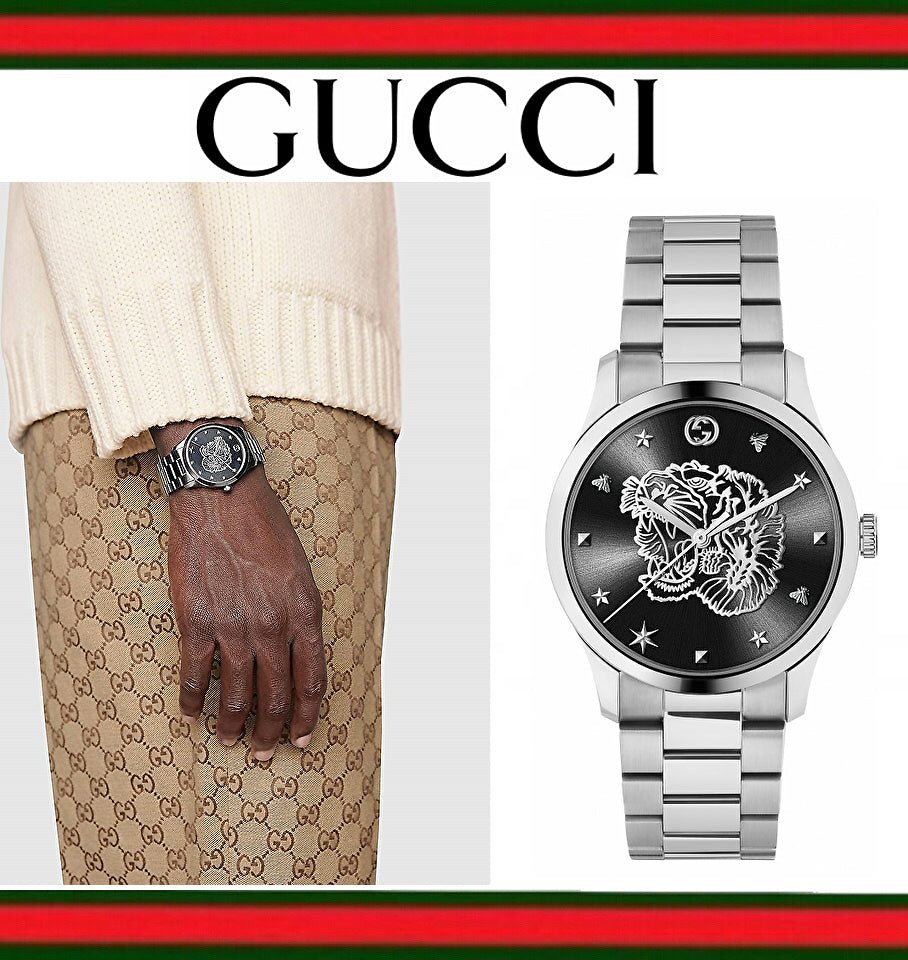 Gucci G Timeless Diamonds Black Dial Silver Steel Strap Watch For Women - YA1264125 Buy Now By Gucci