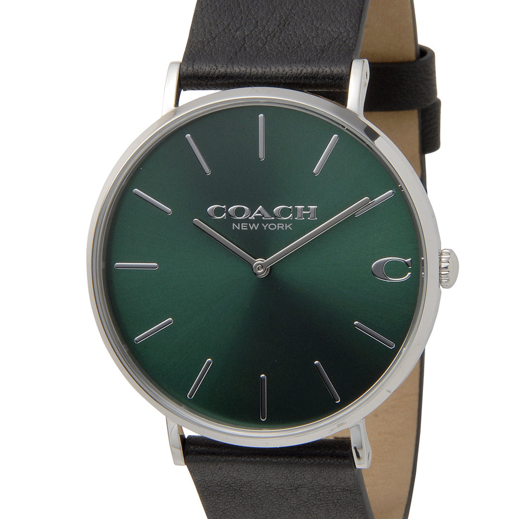 Coach Charles Green Dial Black Leather Strap Watch for Men - 14602436 Buy Now By Coach