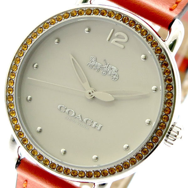 Coach Delancey White Dial Orange Leather Strap Watch for Women - 14502880 Buy Now By Coach