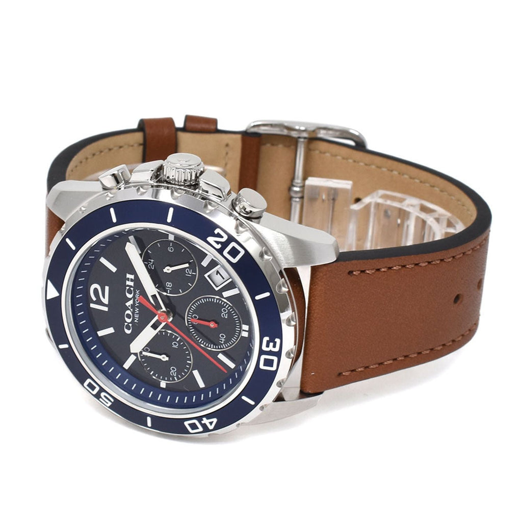Coach Kent Chronograph Blue Dial Brown Leather Strap Watch for Men - 14602560 Buy Now By Coach
