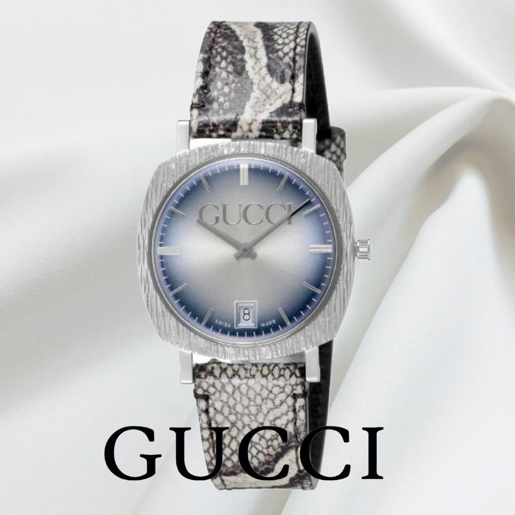 Gucci Grip Vintage Blue Dial Snakeskin Brown Leather Strap Watch for Women - YA152401 Buy Now By Gucci