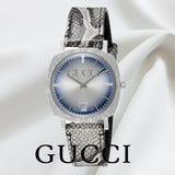 Gucci Grip Vintage Blue Dial Snakeskin Brown Leather Strap Watch for Women - YA152401 Buy Now By Gucci