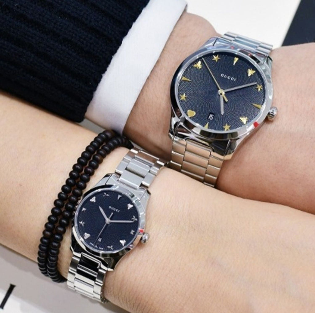 Gucci G Timeless Black Dial Silver Steel Strap Watch For Women - YA126573A Buy Now By Gucci