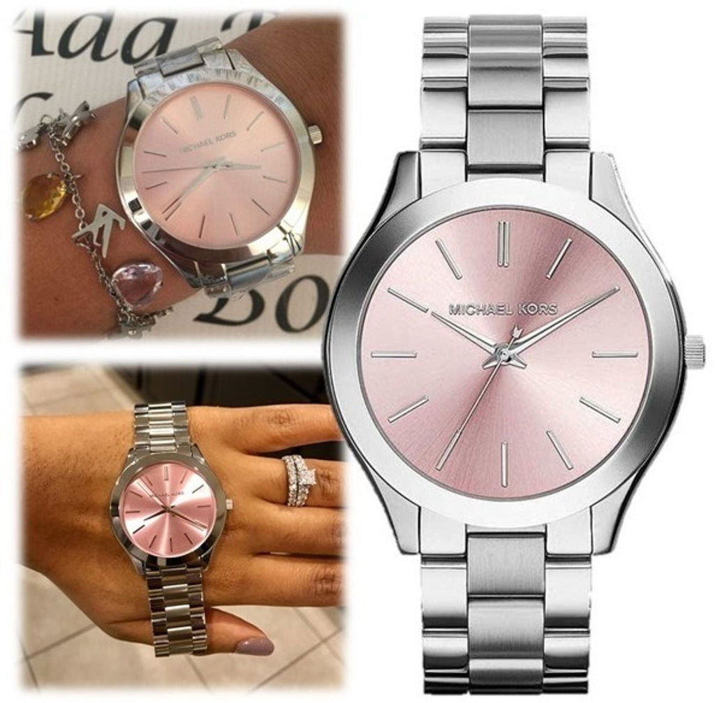 Michael Kors Slim Runway Quartz Pink Dial Silver Steel Strap Watch For Women - MK3380 Buy Now By Michael Kors
