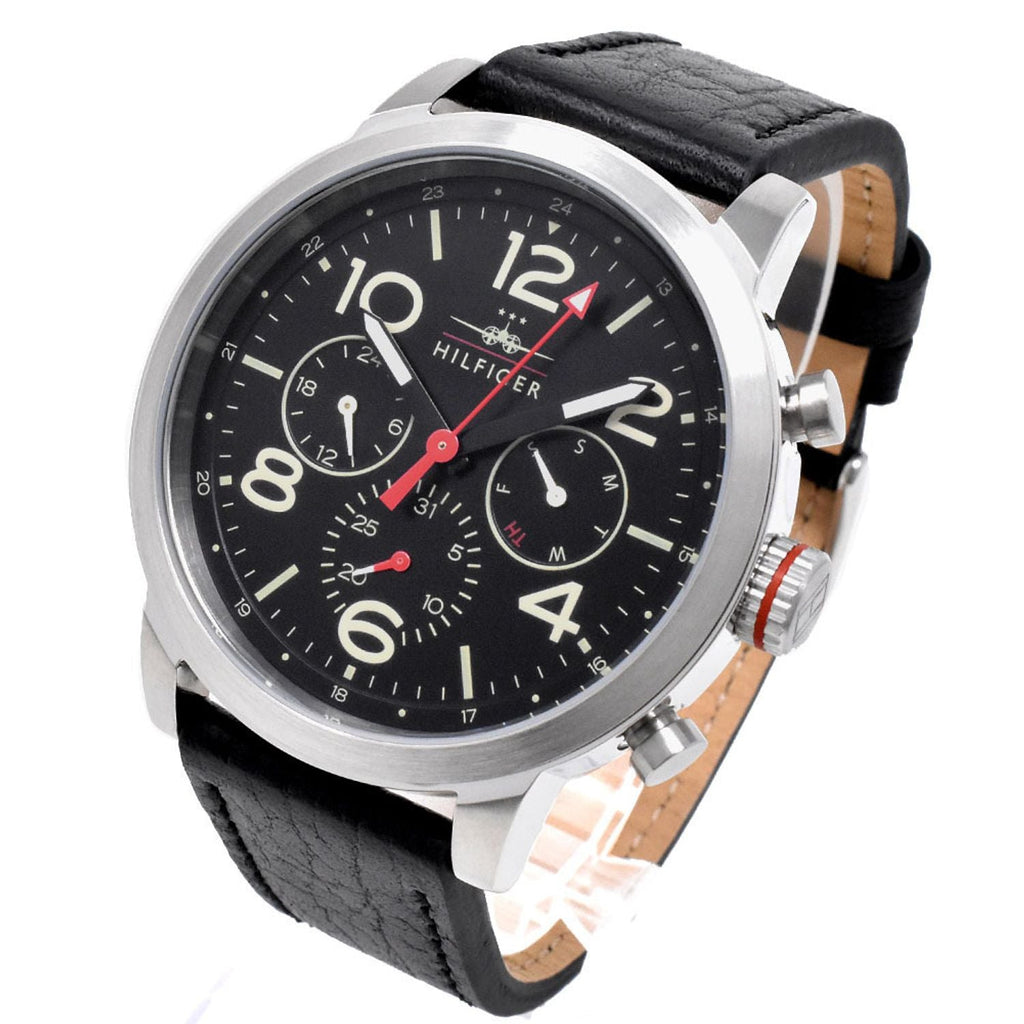Tommy Hilfiger Jake Chronograph Black Dial Black Leather Strap Watch for Men - 1791232 Buy Now By Tommy Hilfiger
