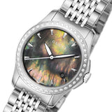 Gucci G Timeless Diamonds Mother of Pearl Black Dial Silver Mesh Bracelet Watch For Women - YA126507 Buy Now By Gucci