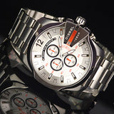 Diesel Mega Chief Chronograph White Dial Silver Steel Strap Watch For Men - DZ4328 Buy Now By Diesel