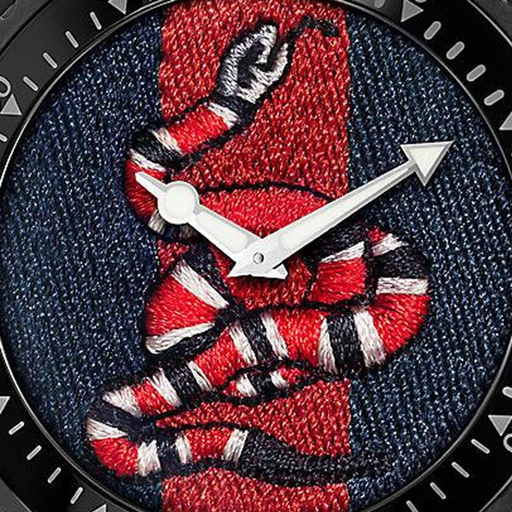 Gucci Dive Blue & Red Dial Blue & Red Nylon Strap Watch For Men - YA136214 Buy Now By Gucci