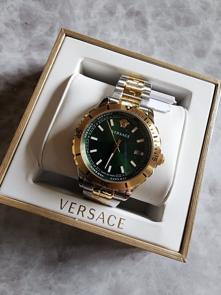 Versace Hellenyium Quartz Green Dial Two Tone Steel Strap Watch For Men - VE3A00720 Buy Now By Versace