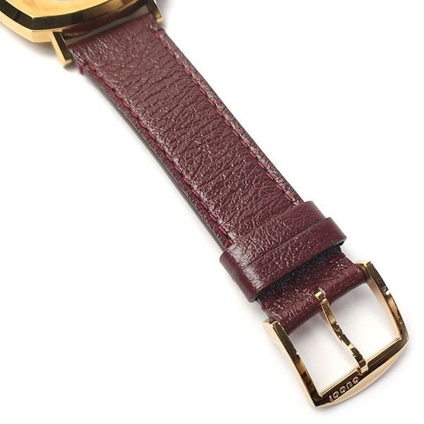 Gucci Grip Yellow Gold Dial Maroon Leather Strap Unisex Watch - YA157411 Buy Now By Gucci