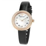 Emporio Armani Rosa Quartz Mother Of Pearl White Dial Black Leather Strap Watch For Women - AR11356 Buy Now By Emporio Armani
