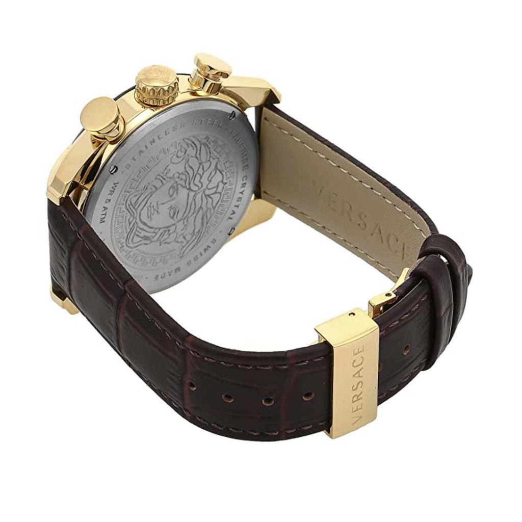 Versace V-Ray Chronograph Quartz Black Dial Brown Leather Strap Watch For Men - VEDB00318 Buy Now By Versace