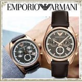 Emporio Armani Chronograph Gray Dial Brown Leather Strap Watch For Men - AR6043 Buy Now By Emporio Armani