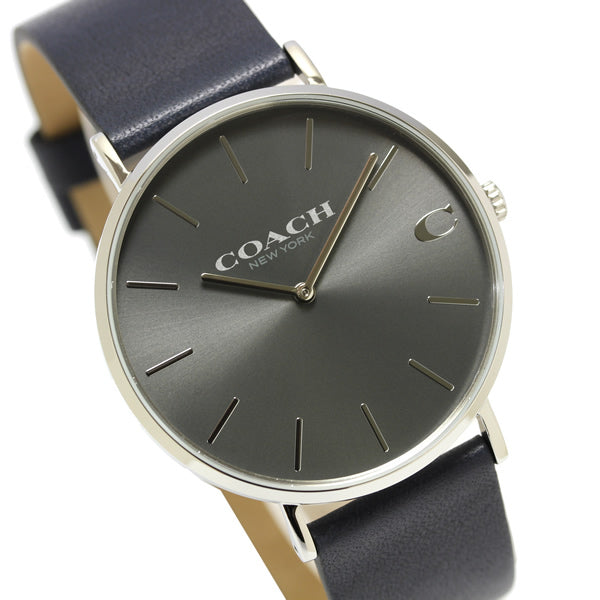 Coach Charles Grey Dial Black Leather Strap Watch for Men - 14602150 Buy Now By Coach