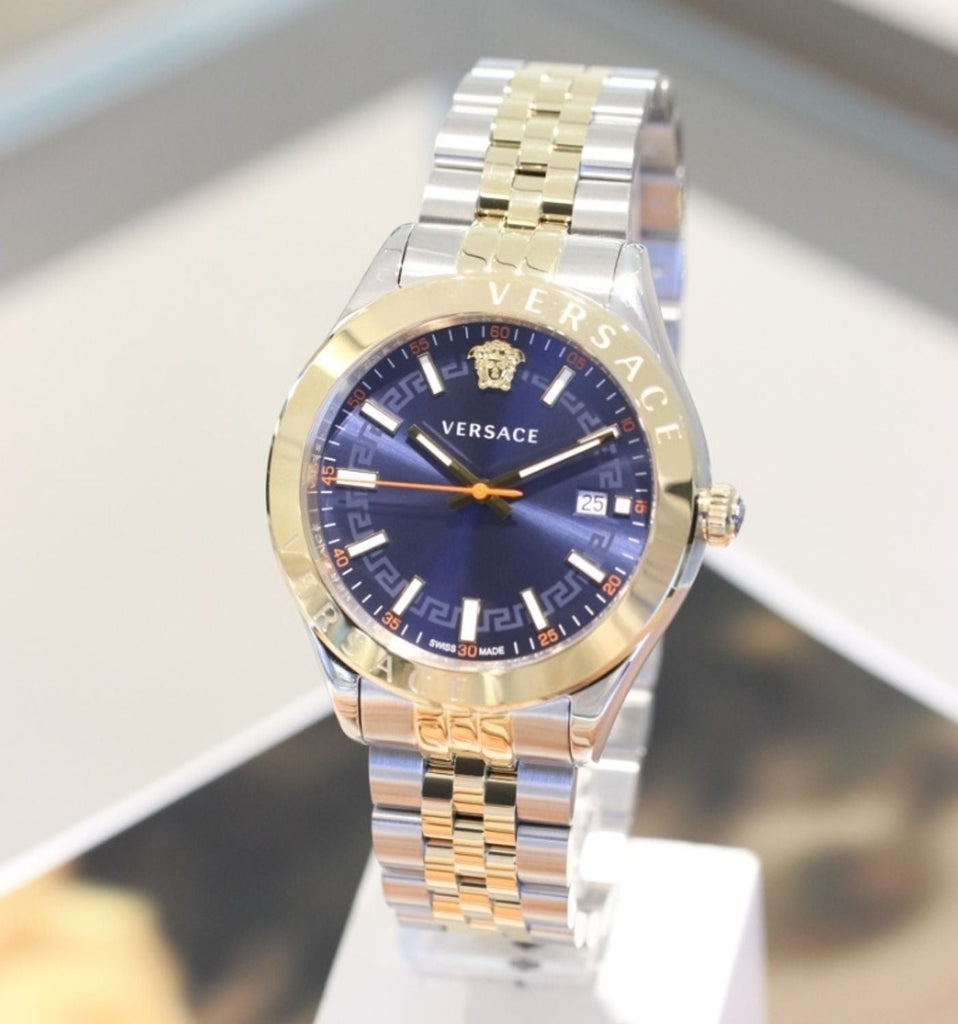 Versace Hellenyium Quartz Blue Dial Two Tone Steel Strap Watch for Men - VEVK00520 Buy Now By Versace