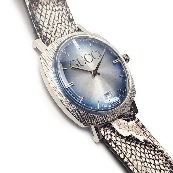 Gucci Grip Vintage Blue Dial Snakeskin Brown Leather Strap Watch for Women - YA152401 Buy Now By Gucci