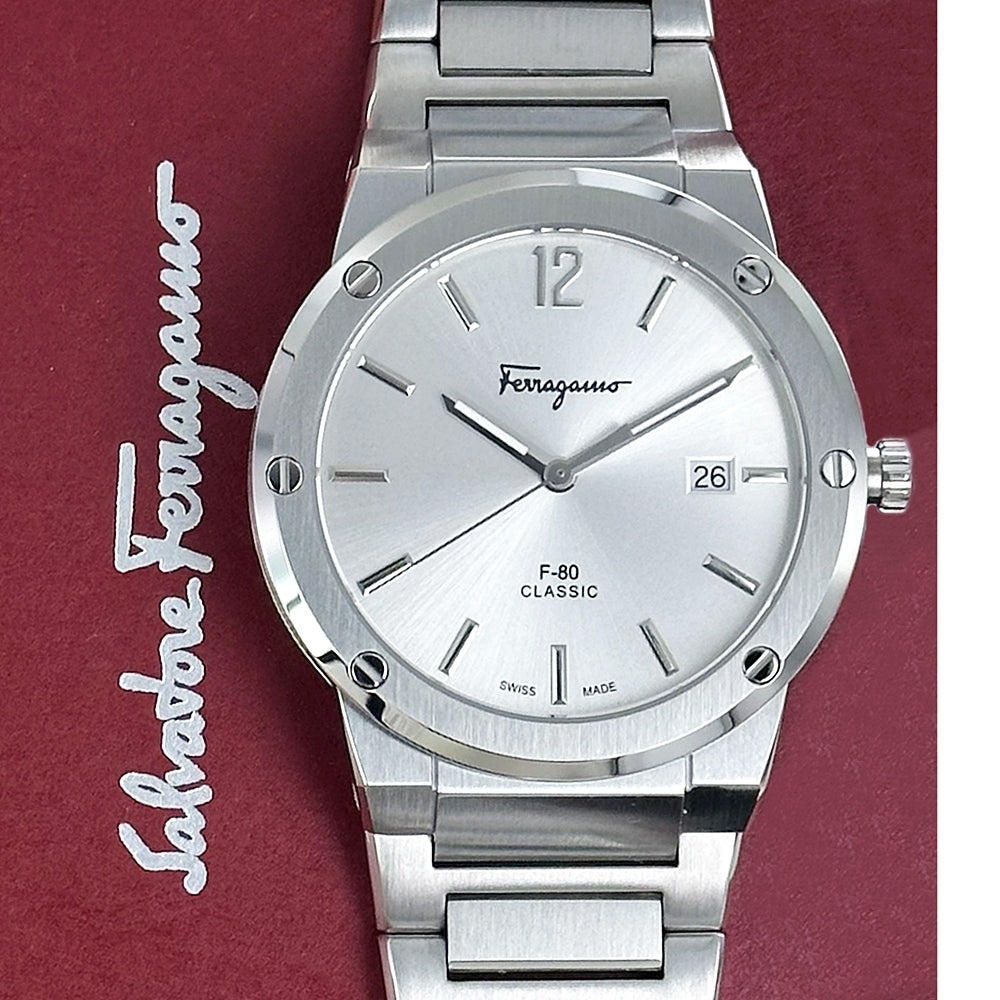Salvatore Ferragamo F-80 Classic Silver Dial Silver Steel Strap Watch for Men - SFDT02223 Buy Now By Salvatore Ferragamo