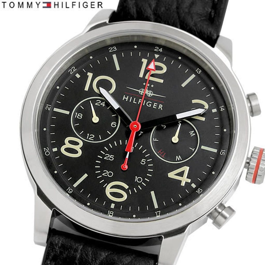Tommy Hilfiger Jake Chronograph Black Dial Black Leather Strap Watch for Men - 1791232 Buy Now By Tommy Hilfiger