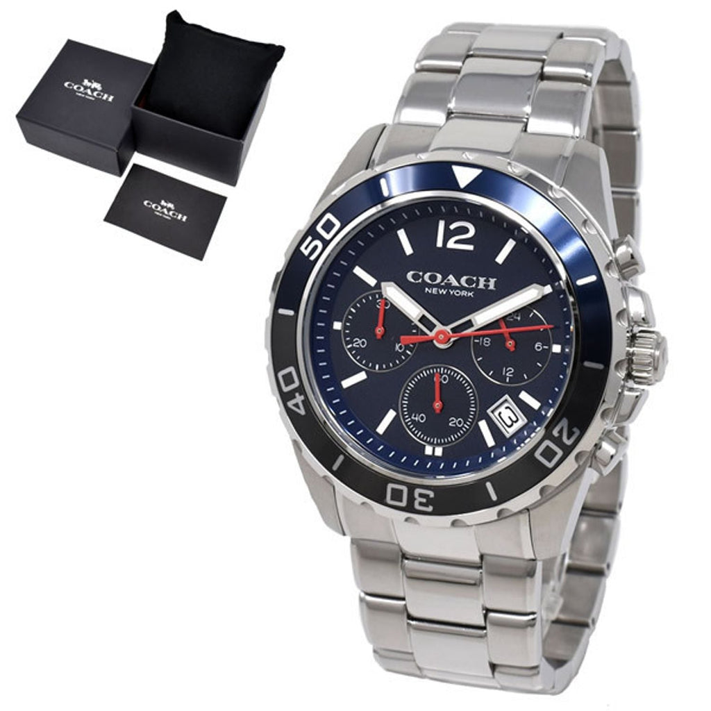 Coach Kent Chronograph Blue Dial Silver Steel Strap Watch for Men - 14602555 Buy Now By Coach