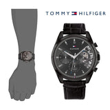 Tommy Hilfiger Baker Chronograph Black Dial Black Leather Strap Watch For Men - 1710452 Buy Now By Tommy Hilfiger