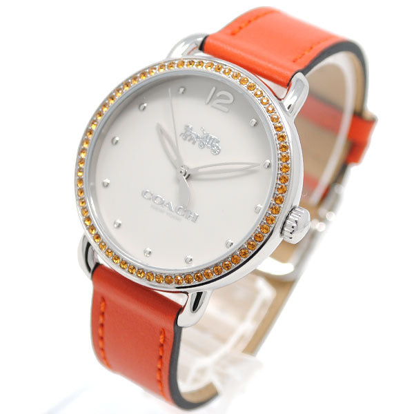 Coach Delancey White Dial Orange Leather Strap Watch for Women - 14502880 Buy Now By Coach