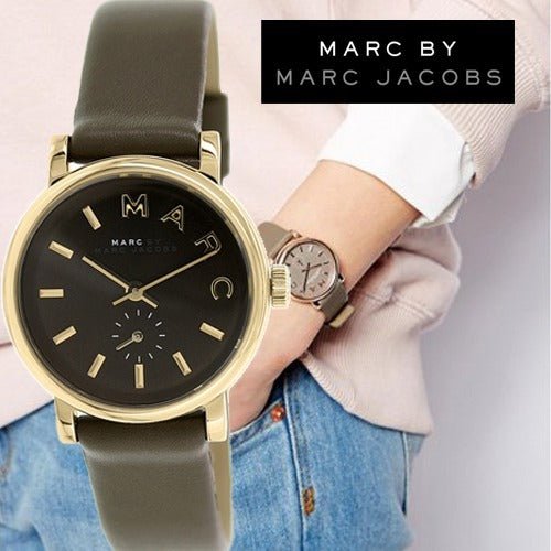 Marc Jacobs Baker Olive Dial Olive Leather Strap Watch for Women - MBM1330 Buy Now By Marc Jacobs