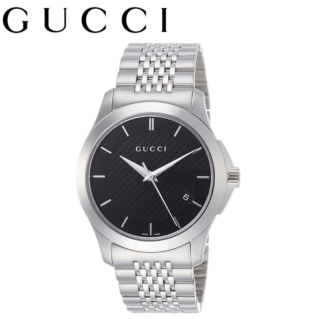 Gucci G Timeless Black Dial Silver Steel Strap Watch For Men - YA126402 Buy Now By Gucci