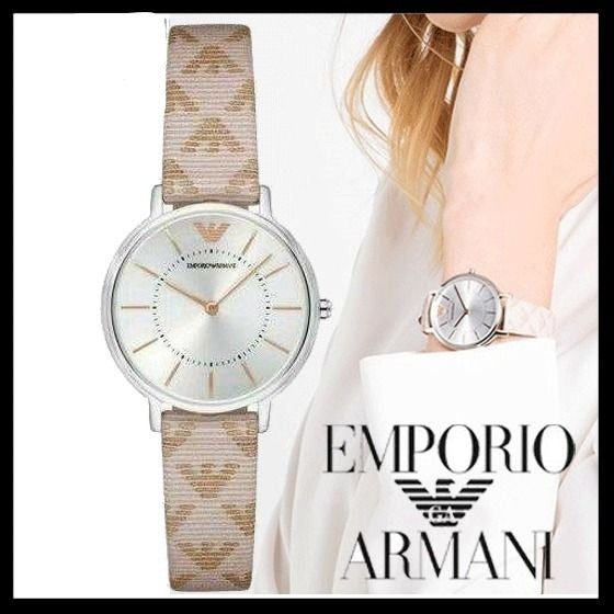 Emporio Armani Gianni T Bar Quartz Silver Dial Beige Leather Strap Watch For Women - AR80007 Buy Now By Emporio Armani