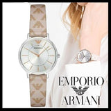 Emporio Armani Gianni T Bar Quartz Silver Dial Beige Leather Strap Watch For Women - AR80007 Buy Now By Emporio Armani