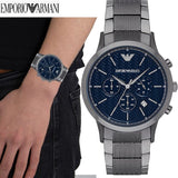 Emporio Armani Renato Chronograph Quartz Blue Dial Grey Steel Strap Watch For Men - AR2505 Buy Now By Emporio Armani