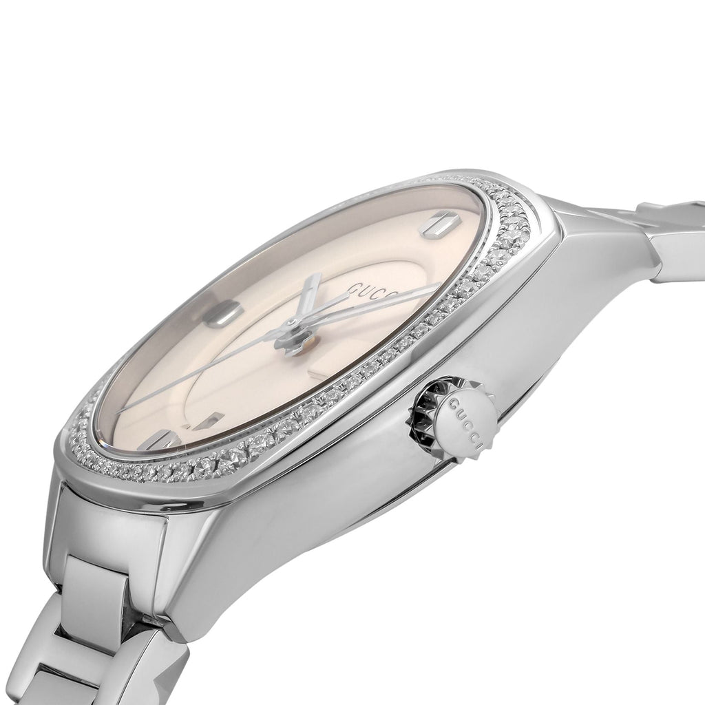 Gucci GG2570 Diamonds White Dial Silver Steel Strap Watch For Women - YA142506 Buy Now By Gucci